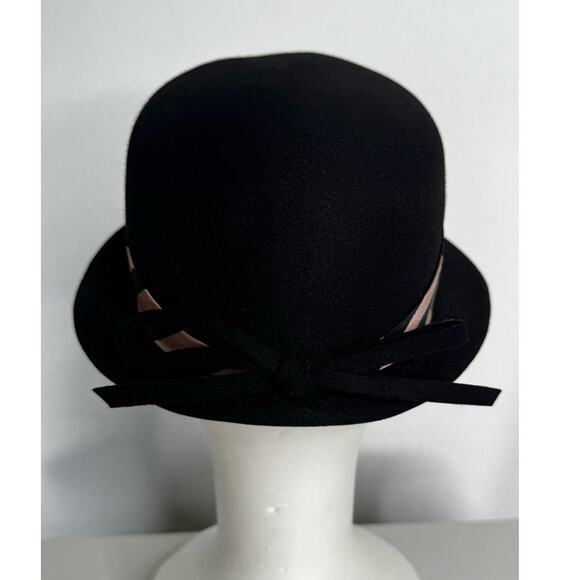 1950s–60s Austelle Black Felt Bowler Hat Pink Ribbon small main image 14